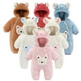 thumbnail image 3 of WOYY Boy's Romper Cute Bear Embroidery Hooded Jumpsuit Soft Warm Outerwear, 3 of 3