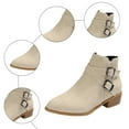 thumbnail image 6 of Mepaouo Women's Ankle Boots Classic Buckles Chunky Low Heel Dressy Short Booties with Side Zipper, 6 of 8