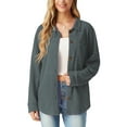 thumbnail image 5 of JWD Women's Blouses Long Sleeve Knitted Shacket Jacket Lightweight Button-Down Shirts Gray Green M, 5 of 10
