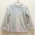 thumbnail image 4 of Ticikt Girl's Metallic Oversized T-Shirt Disco Outfits Crew Neck Loose Dance Tops,Color:Silver, 4 of 4