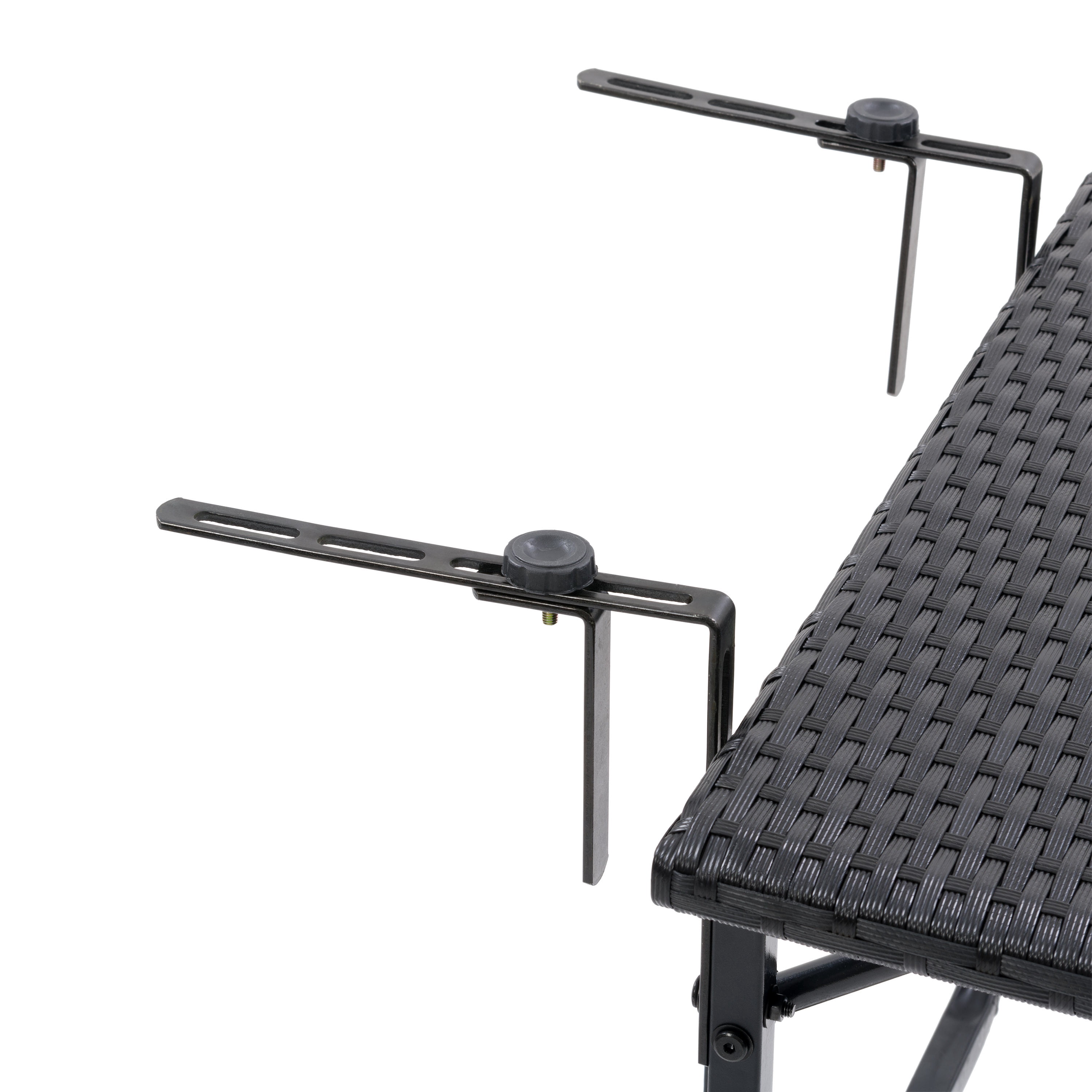 Table de balcon pliante d'extérieur CorLiving Parksville en résine tressée et acier, noire