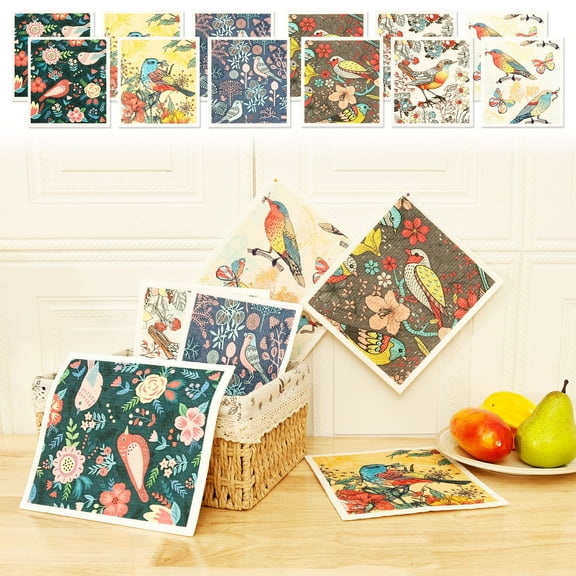 lkoopy 12PCS Swedish Dishcloths, Cellulose Cleaning Cloth, Quick Drying Washable Dish Cloths, Super Absorbent Swedish Dish Cloths, Biodegradable, Non-Scratch, No Odor