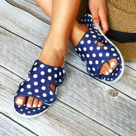

Yedhsi Large Size Sandals Women s Outer Wear One-line Wave Point Open Toe Beach Sandals Women s Slippers