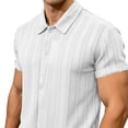 thumbnail image 3 of FRSASU Men's Knit Polo Shirt Vintage Button Down Shirt Short Sleeve Summer Beach Hawaiian Shirts White, 3 of 8