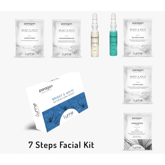 Lume By Paragon Bright & White 7 Step Facial Kit, Face Cleanser Pack