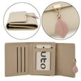 thumbnail image 2 of UTO Small Wallet for Women PU Leather RFID Blocking Card Holder Zipper Coin Purse with Leaf Pendant(Khaki), 2 of 7