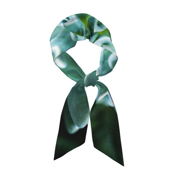 Easygdp Teal Cactus Neck Scarf Printed Scarves Head for Women'S Fashion Satin Scarfs For Bag Hair for Dating, Travel