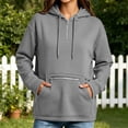 thumbnail image 3 of HomeDM Women's Quarter Zip Sweatshirt with Pocket Long Sleeve Drawstring Hoodie Pullover Solid Color, 3 of 6