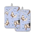 thumbnail image 7 of Yayeee Pot Holders Kitchen Heat Resistant with Pockets 7"x9.8" Cotton Oven Cooking Hot Pads, Cartoon Otters Pattern, 7 of 7