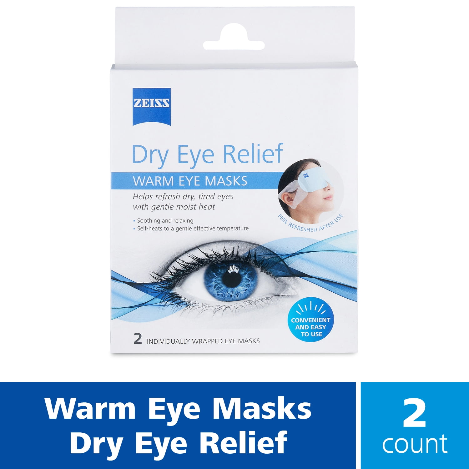ZEISS Dry Eye Relief Warm Compress Heated Eye Masks, 2 Pack