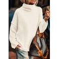 thumbnail image 2 of Suéter PRETTYGARDEN para Mujer Cuello Alto Manga Larga Blanco, 2 of 7