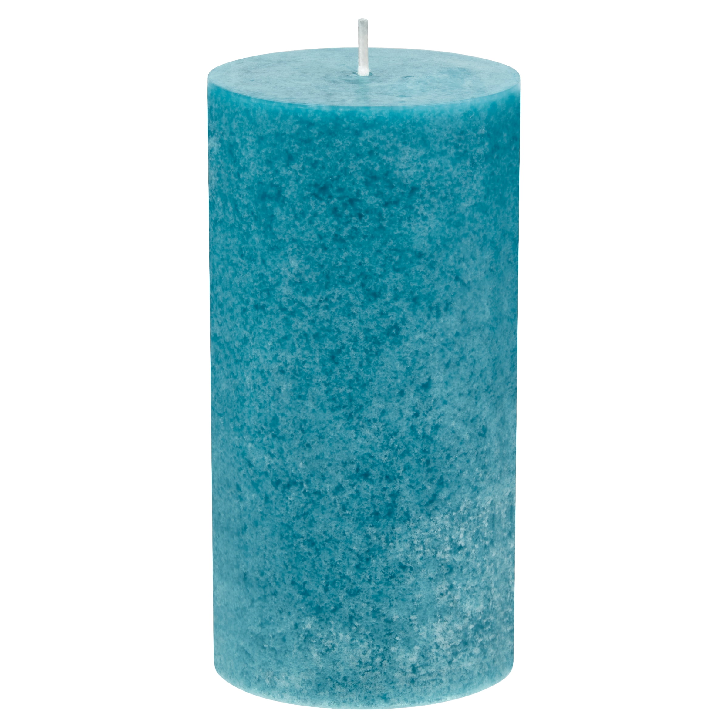 Mainstays Unscented Decorative Mottled Pillar Candles, 3x6inch tall, Teal Mottled Color