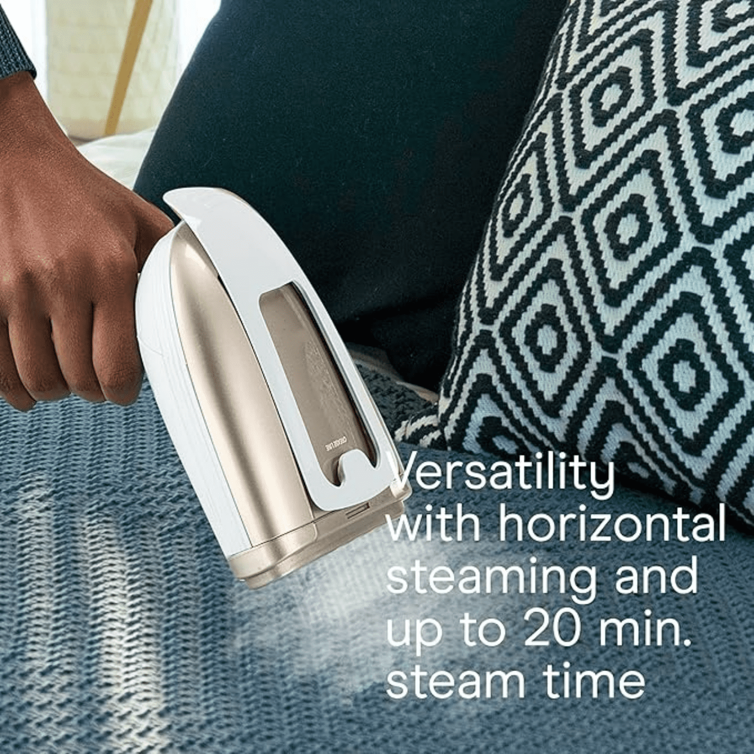 Handheld Garment Steamer for Clothes,  1875W Fabric Steamer, Portable Handheld Design, Strong Penetrating Steam, White/Champagne