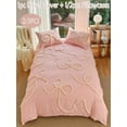 thumbnail image 3 of Pink 3D Rope Bow Duvet Cover Set - Polyester Bedding, TWIN (2 Pc) / QUEEN & KING (3 Pc), Multi-Color, 3 of 12