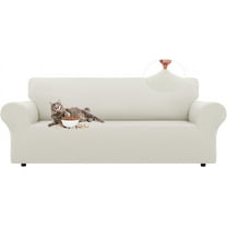 XmhyTop Stretch Loveseat Sofa Slipcovers 1 Piece Couch Covers for Sofa Furniture Protector Full Sofa Covers with Elastic Bottom for Kids and Dog (Medium,White)