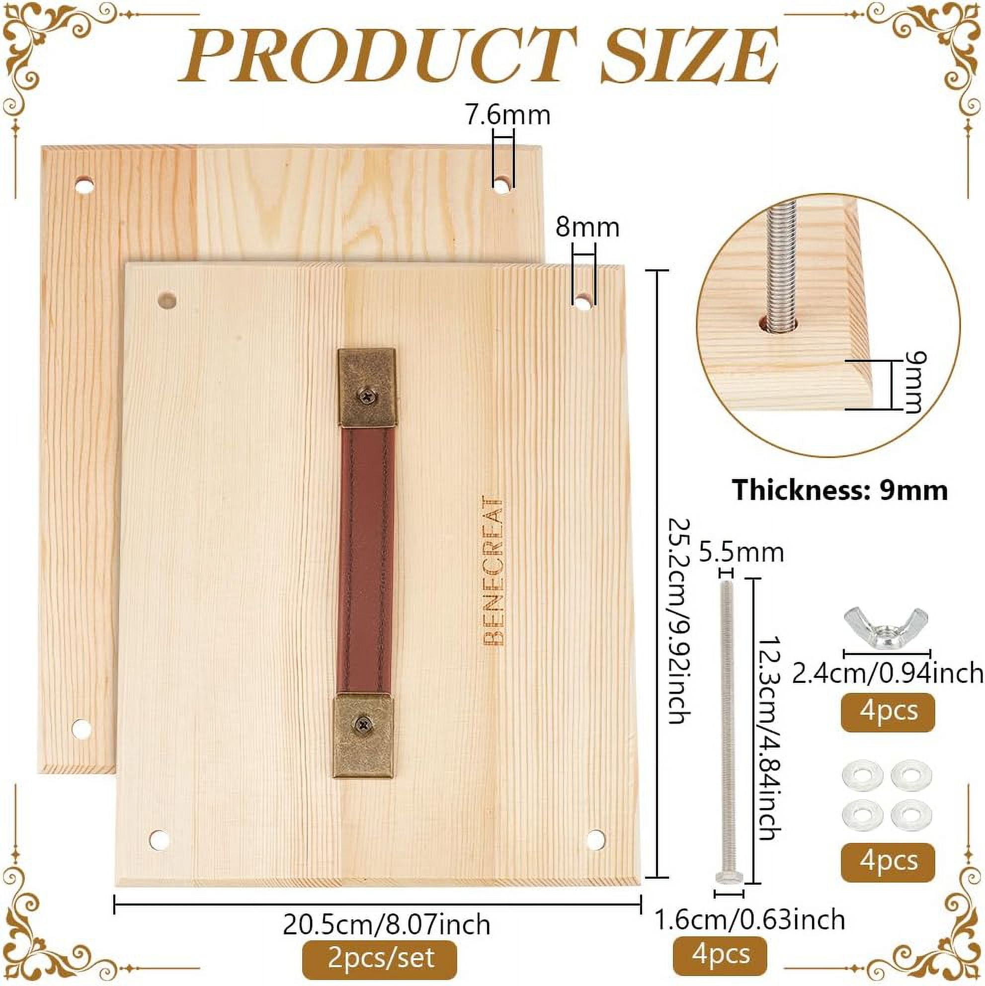 1set 8x10 Inch Wood Book Binding Kits Portable Book Press Rectangle Book Binding for DIY Bookbinding Books Supplies Brown