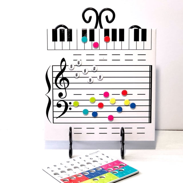 1 juego de pizarra borrable en blanco con forma de gran pentagrama para estudiantes de música, profesores, pizarra blanca con succión magnética, incluye rotuladores borrables y pegatinas de