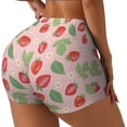 thumbnail image 2 of Xecao Strawberry Floral Print Workout Shorts for Women Soft Smooth Gym Yoga Scrunch Active Tennis Workout Running Shorts, 2 of 9