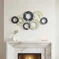 thumbnail image 2 of Coastal Circular Metal WallDecor Accent for Living Room Display - Wall Art Bedroom Accent for Bathroom Art and Interior Spaces - Modern Textured Iron Wall Hanging Piece - 20", Blue & White, 2 of 11