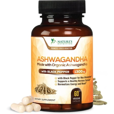 Nature's Nutrition Ashwagandha Root Powder, 1300mg, 60 (Best Maca Root Supplement)