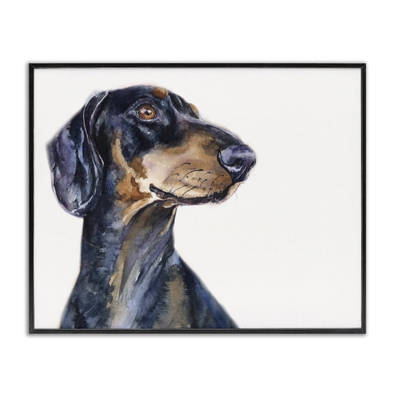 Stupell Industries Eclectic Dachshund Dog Pet Animal Watercolor Black Framed Giclee Art, 14 x 11, by George Dyachenko