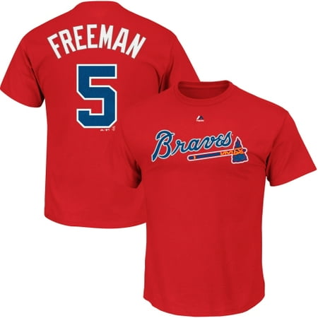 Atlanta Braves Mat - majestic men's atlanta braves freddie freeman #5 red t-shirt