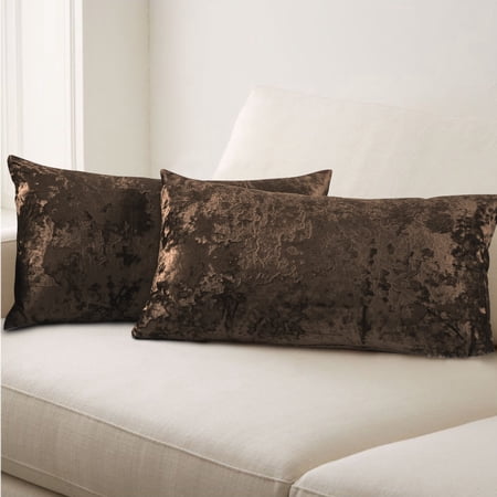 Home Soft Things Crushed Velvet 2 Piece Throw Pillow Cover Set - Carafe - 14" x 26"