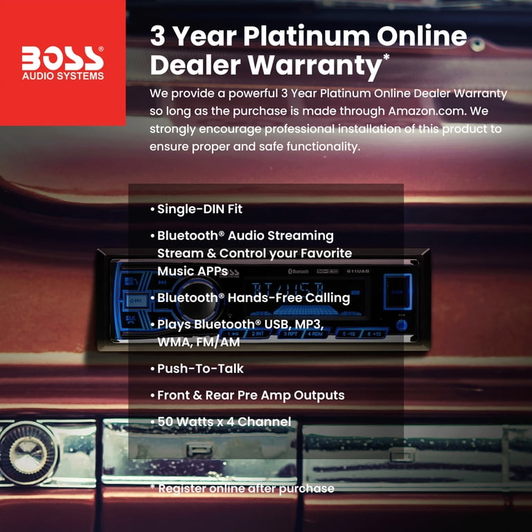 BOSS Audio 611UAB Single-DIN Bluetooth Car Stereo photo 3