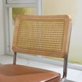 thumbnail image 2 of Dining Chairs Set of 2, PU Leather Upholstered Kitchen Chairs Dining Chairs, PAPROOS Rattan Dining Room Chairs Set with Cane Back & Stainless Steel Chrome Legs, for Kitchen Dining Room, Brown, 2 of 9