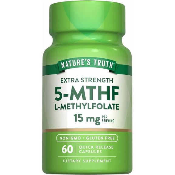 L Methylfolate 15mg | 60 Quick Release Capsules | Extra Strength | by Nature's Truth