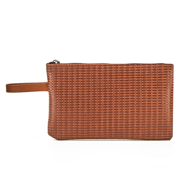 1 cable de datos de paquete rojo, billetera móvil cero, bolsa de maquillaje portátil, bolsa de almacenamiento con cremallera multifuncional, rojo marrón