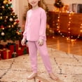 thumbnail image 6 of SERTG Girls Solid Color Long Sleeve Top and Pants Set Round Neck Homewear Spring Fall Comfortable Two-Piece Outfit for Kids(Pink,13-14 Years), 6 of 8