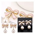 thumbnail image 3 of FENGGHAO Bow Pearl Ear Clips Korean Style Fashion Earrings Trendy Clip On Accessories Non Pierced Versatile Statement Pieces, 3 of 6