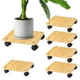 thumbnail image 5 of Plant Caddy Rolling Bamboo Plant Stand with Wheels Natural - 2 PCS, 5 of 5