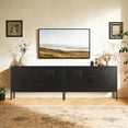 thumbnail image 2 of AUHUP Accent Cabinet with 2 Doors and Shelves, Black Low Metal Locker Console Table TV Stand, Low Sideboard Buffet for Living Room, Entryway, Home Office, 2 of 8