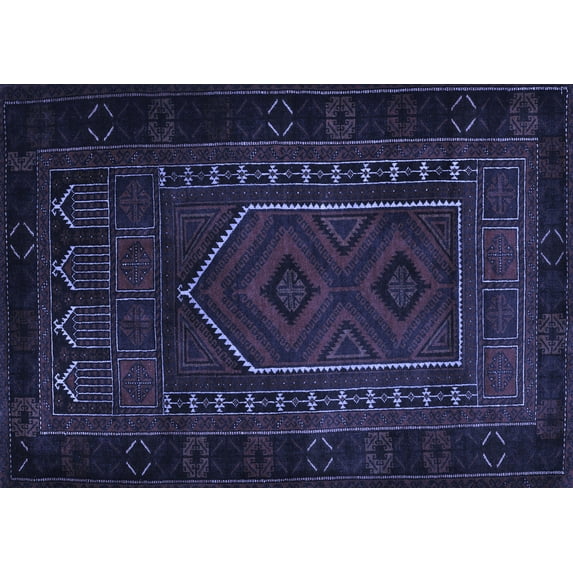 Ahgly Company Machine Washable Indoor Rectangle Persian Blue Traditional Area Rugs, 2' x 3'