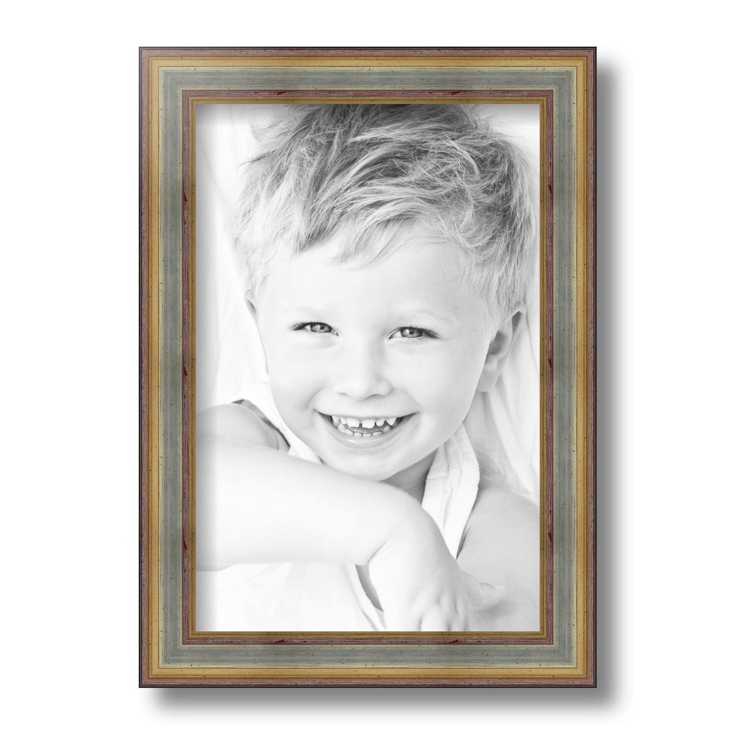 ArtToFrames 8x12 Inch Silver Frame with Gold Accents Picture Frame