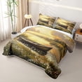 thumbnail image 3 of Feelyou Wildflower Boat Twin Quilt Set for Men Women, Forest Lake Country Outdoor Nature Twin Coverlet Set, Gold Yellow, 2pcs, 3 of 7
