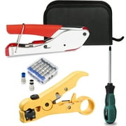Hiija Coax Cable Crimper Kit, Coaxial RG6 Compression Tool Kit with 20PCS Waterproof F RG6 Compression Connectors, Adjustable Coaxial Cable Stripper Cutter for RG7/11 and RG59/6/6Q