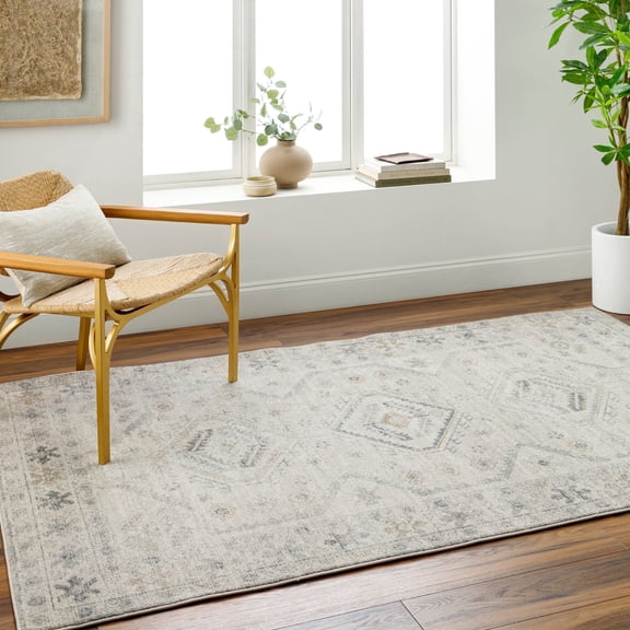 Livabliss Alpharetta Vintage Tribal Area Rug,6'7" x 9',Gray