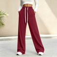 thumbnail image 7 of Dnhxils Womens Wide Leg Sweatpants with Pockets Casual Drawstring Pants Loose Trousers for Ladies Fall Fashion Outfits Red L, 7 of 7
