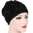 thumbnail image 4 of Bangcool Turban Cap Solid Color Beaded Adjustable Headscarf Hat Head Wrap Cap for Women, 4 of 6