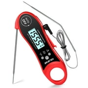 GAISTEN 2-in-1 Instant Read Food &Meat Thermometer with Foldable Probe & Oven Safe Wired Probe (Red)