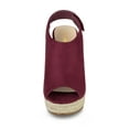 thumbnail image 6 of BLISSFUL STEP Women's Espadrilles Platform Heel Wedges Sandals Burgundy 5.5, 6 of 7