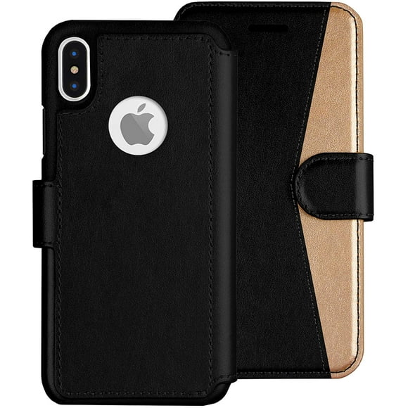 LUPA iPhone X Wallet Case -Slim & Lightweight iPhone X Flip Case with Credit Card Holder - iPhone 10 Wallet Case for Women & Men - Faux Leather i Phone Xs Purse Cases with Magnetic Closure – Black