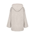 thumbnail image 4 of Frontwalk Womens Fuzzy Fleece Jacket Sherpa Winter Warm Hoodie Coat Outerwear Solid Open Front Hooded Cardigans with Pocket Khaki XL, 4 of 4