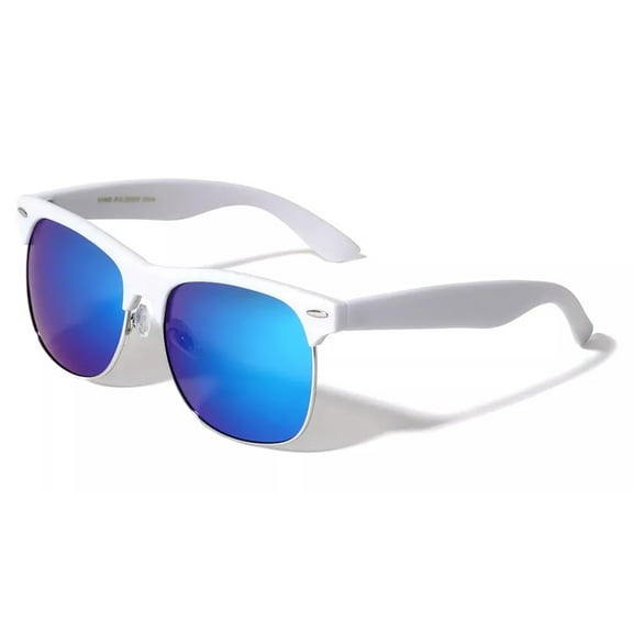 Retro Vintage Mirror Lens Polarized Sunglasses Mens Half Metal Frame Sunglasses