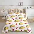 thumbnail image 1 of Ensemble de Douillette Mexicaine Piments Rouges Tacos Nachos Burrito Literie, Nourriture Latine Cinco de Mayo Ensembles de Douillette avec 2 Taies d'Oreiller, Format Grand Lit, Multicolore, 1 of 5