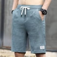 thumbnail image 2 of Hrsba Mens Gym Shorts Solid Color Elastic Drawstring Waist Textured Details Knee Length Summer Sports Shorts, 2 of 5
