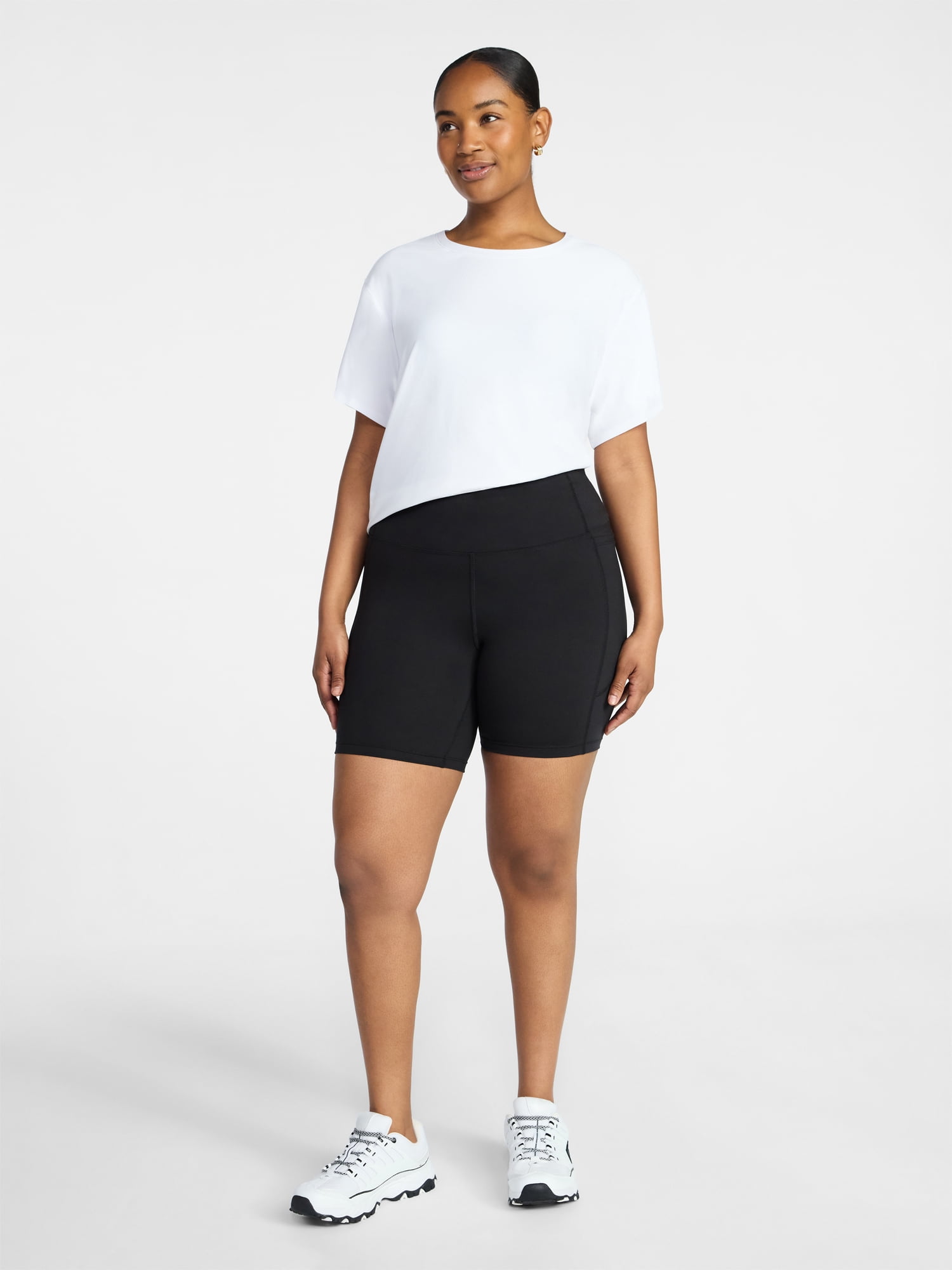 Athletic Works Women's and Women's Plus High Rise Bike Shorts, 7" Inseam, Size XS-4X